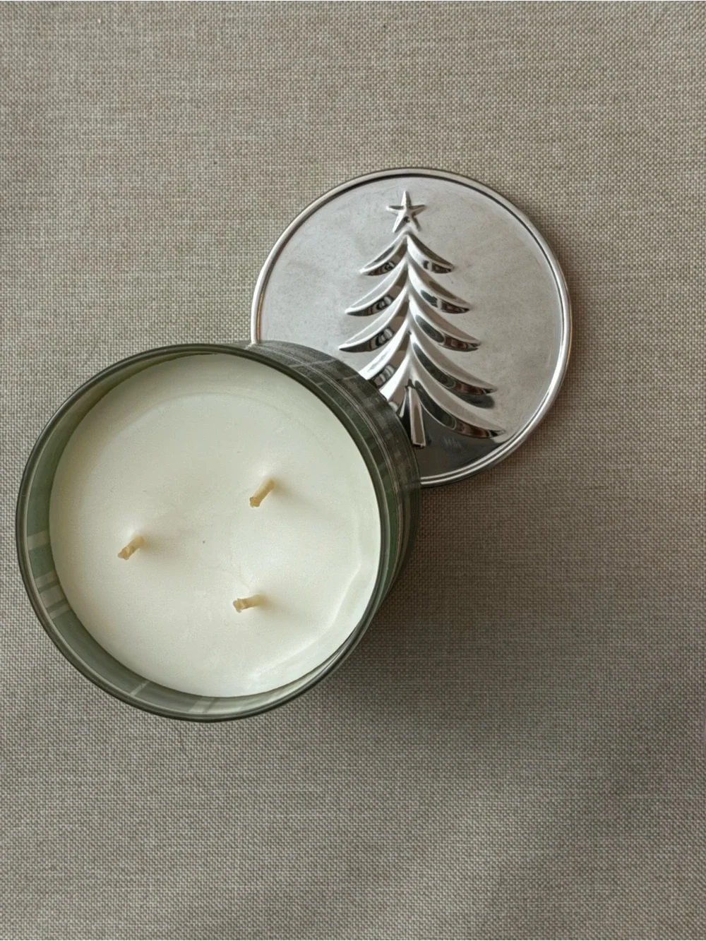 White Barn Green and Gold Iced Winter Balsam Luminary Candle